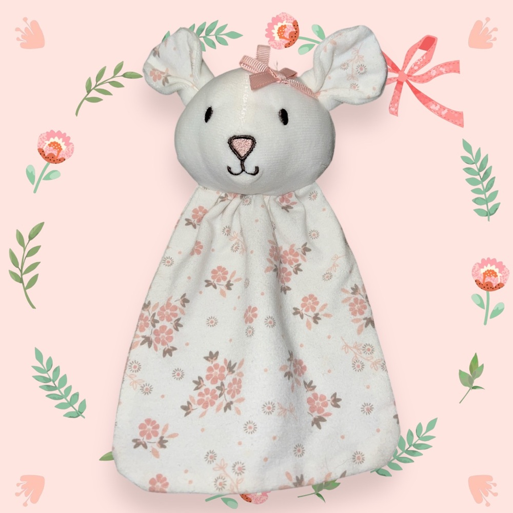 Rare TJX Europe White Pink Mouse Lovey Security Blanket Floral 2019